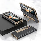 Handmade Leather Crocodile Pattern Phone Case With Back Screen Protector For Samsung Galaxy Z Fold4 5G - mycasety2023 Mycasety