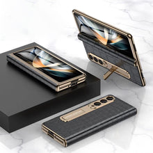 Load image into Gallery viewer, Handmade Leather Crocodile Pattern Phone Case With Back Screen Protector For Samsung Galaxy Z Fold4 5G - mycasety2023 Mycasety
