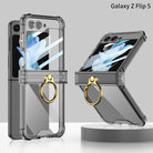 Samsung Galaxy Z Flip 5 Hinge Full Coverage Airbag Phone Case with Ring Front Screen Tempered Glass Protector - mycasety2023 Mycasety