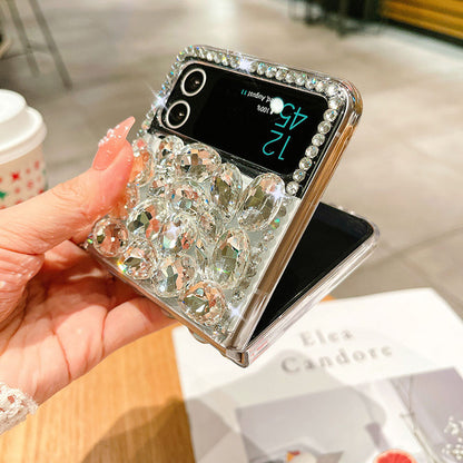 Luxurious Clear Rhinestone Phone Case For Samsung Galaxy Z Flip3 Flip4 5G