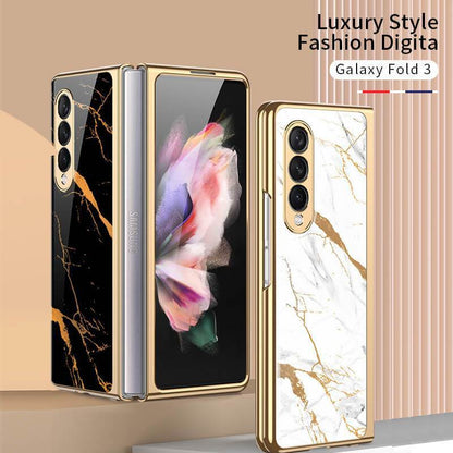 Marble Glass Case For Samsung Galaxy Z Fold 3 5G - {{ shop_name}} varyfun