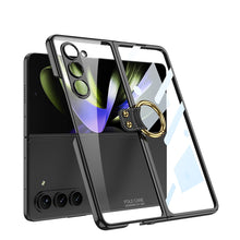 Load image into Gallery viewer, Transparent Electroplating Ring Holder Protective Phone Case With Back Screen Protector For Samsung Galaxy Z Fold 5/4/3 5G - mycasety2023 mycasety2023
