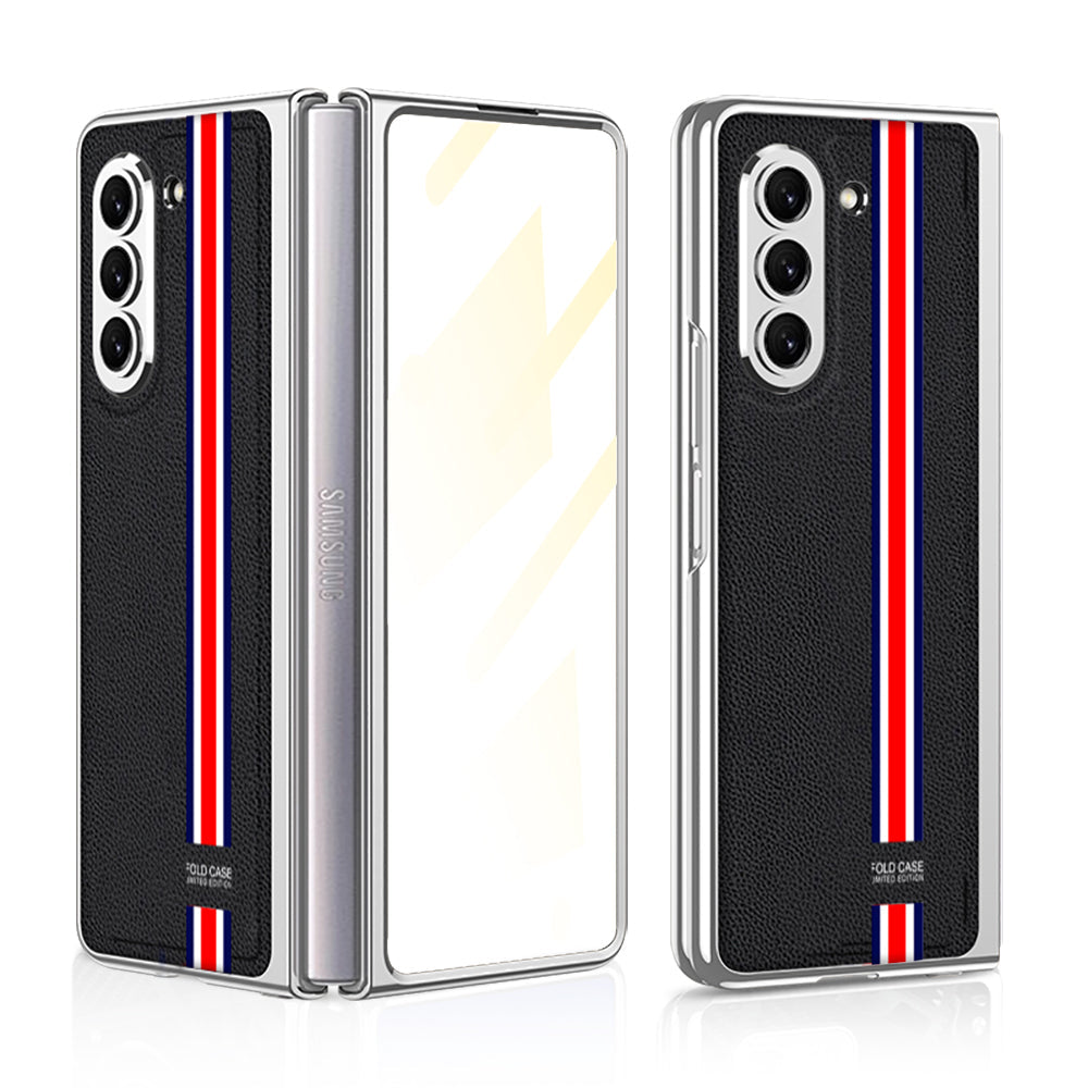 Luxury Leather Plating Phone Case With Back Screen Protector For Samsung Galaxy Z Fold 5/4/3 5G - mycasety2023 Mycasety