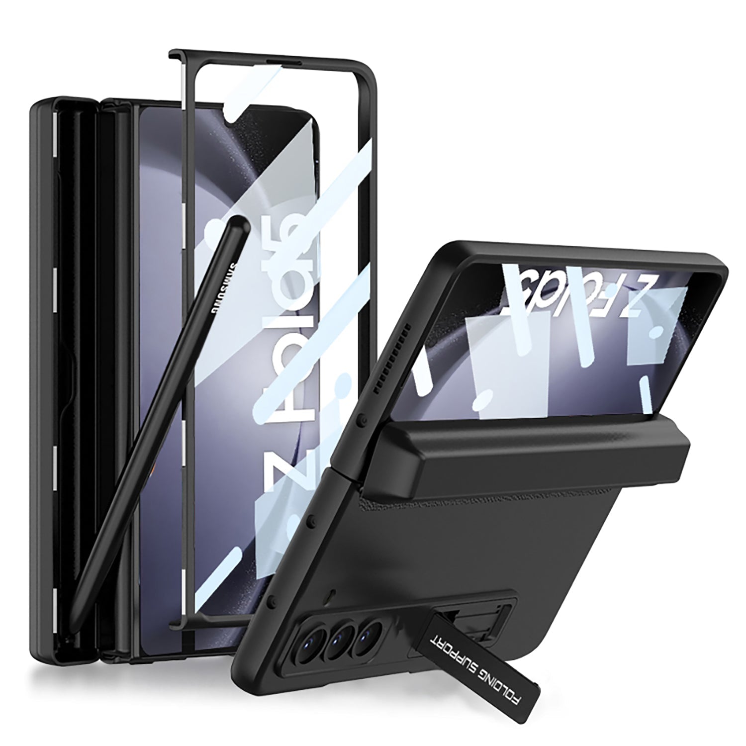 Magnetic Hinge Pen Box Protective Phone Case With Back Screen Glass For Samsung Galaxy Z Fold 5/4/3 5G - mycasety2023 Mycasety