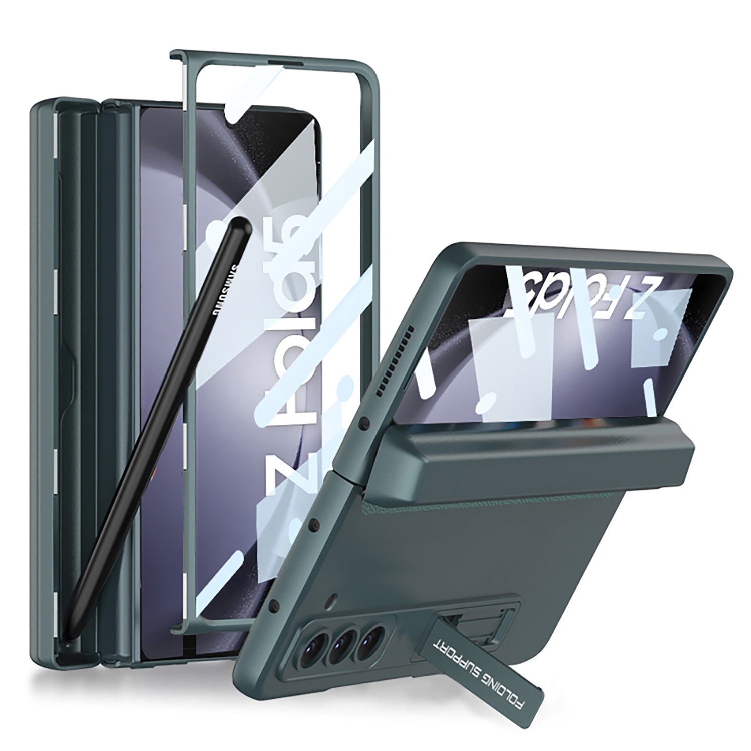 Magnetic Hinge Pen Box Protective Phone Case With Back Screen Glass For Samsung Galaxy Z Fold 5/4/3 5G - mycasety2023 Mycasety