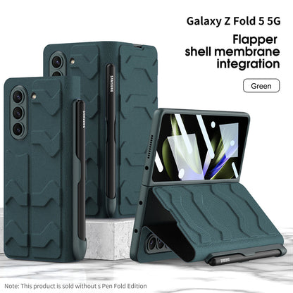 Leather Pen Holder Armor Phone Case With Back Screen Protector For Samsung Galaxy Z Fold 5/4/3 5G - mycasety2023 Mycasety