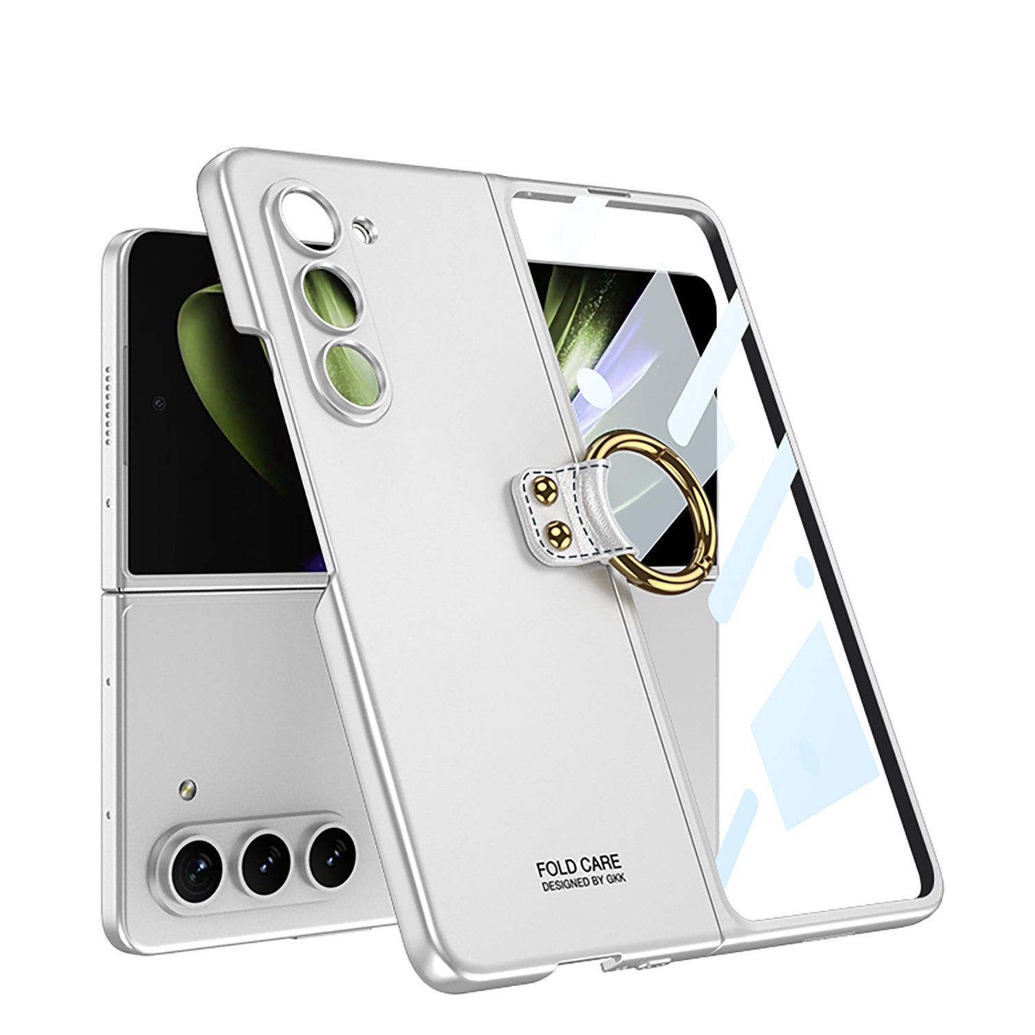 Ultra-thin All-inclusive Ring Holder Protective Cover With Back Screen Protector For Samsung Galaxy Z Fold 5/4/3 5G - mycasety2023 Mycasety