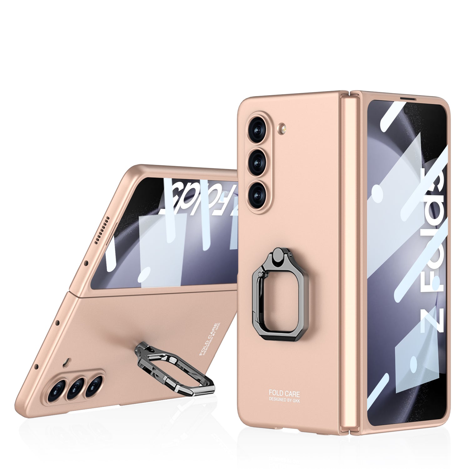 Luxury All-inclusive Ring Holder Phone Case With Back Screen Protector For Samsung Galaxy Z Fold 5/4/3 5G - mycasety2023 Mycasety
