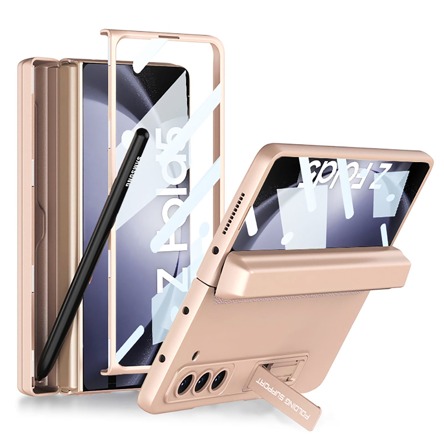 Magnetic Hinge Pen Box Protective Phone Case With Back Screen Glass For Samsung Galaxy Z Fold 5/4/3 5G - mycasety2023 Mycasety