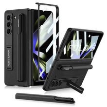 Load image into Gallery viewer, Invisible Bracket S Pen Slot Leather Protective Phone Case With Back Screen Protector For Samsung Galaxy Z Fold 5/4/3 5G - mycasety2023 Mycasety
