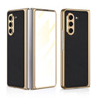Luxury Leather Plating Phone Case With Back Screen Protector For Samsung Galaxy Z Fold 5/4/3 5G - mycasety2023 Mycasety